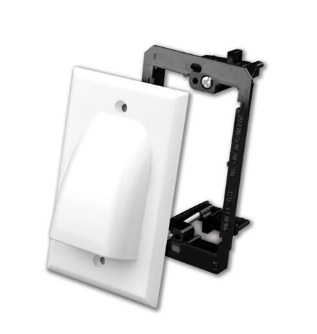 Flat Panel Bulk Cable Wall Plate with Mounting Bracket Kit- Single & Ivory