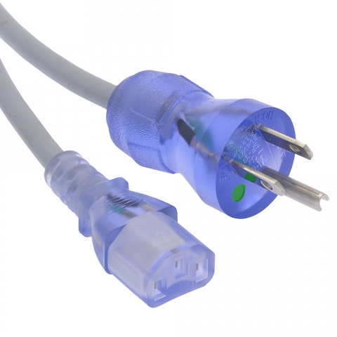 Clear jacket Hospital Grade Power Cord C13 TO 5-15P 10Amp - shop cables.com.