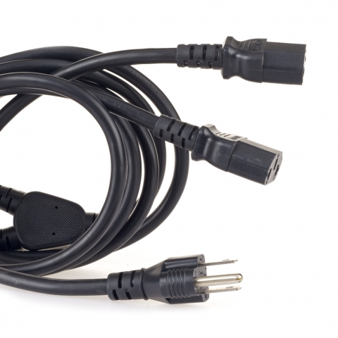 Black NEMA 5-15P to IEC C13 -125 Volt Y Cable - shop cables.com.
