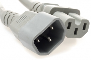 4 Feet C14 to C15 PDU to Server 15 Amp Power Cord- Gray