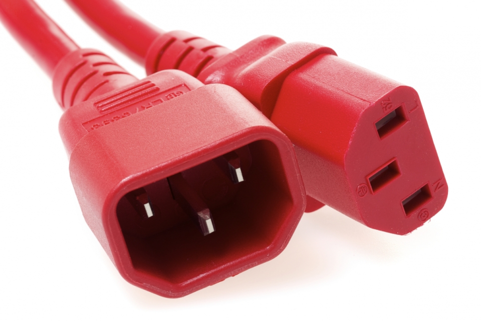 IEC320 C14 Plug to C13 Connector 1 Feet 10 Amp Red PDU Power Cord