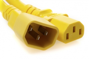 C14 Plug to C13 Connector 15amp 14/3 SJT 250v Yellow Power Cord- 5 Feet
