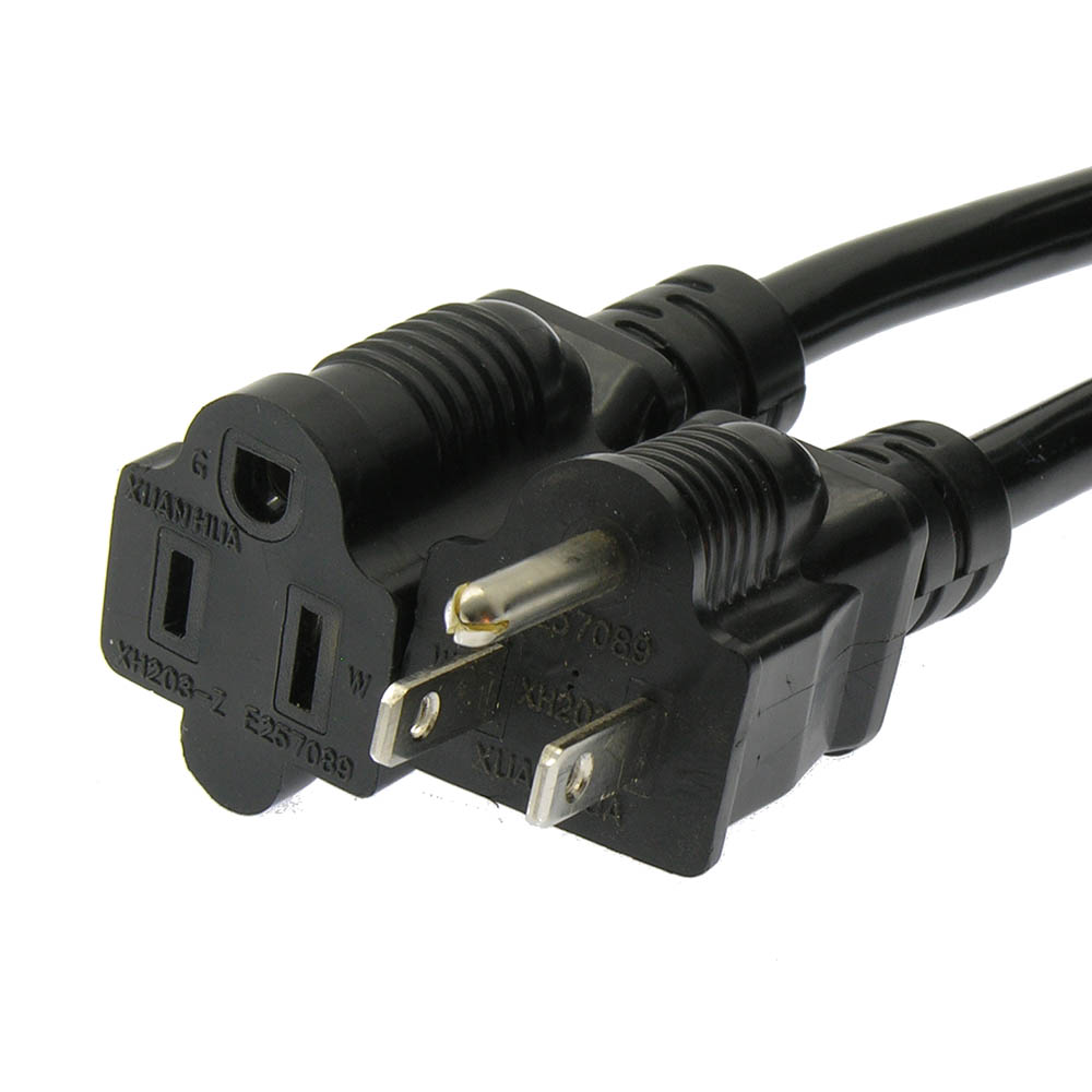 Power Extension Cable 6 ft 15 amp- Black