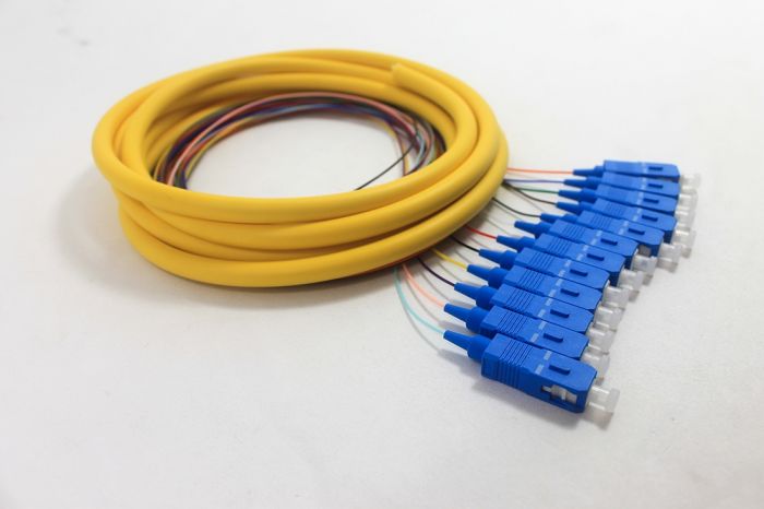 3m 12-Fiber LC/UPC Singlemode Pigtail Yellow