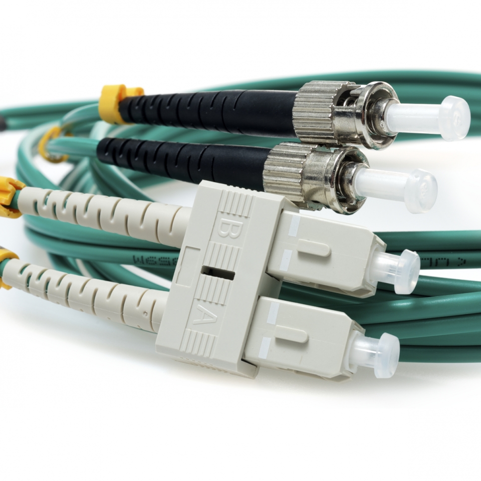 SC TO ST 50/125 Duplex Multimode Fiber Optic Cable-3 Meter Green Jacket