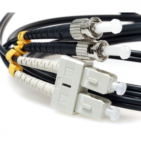 SC TO ST 9/125 Duplex Singlemode Fiber Optic Cable-2 Meter Black Jacket
