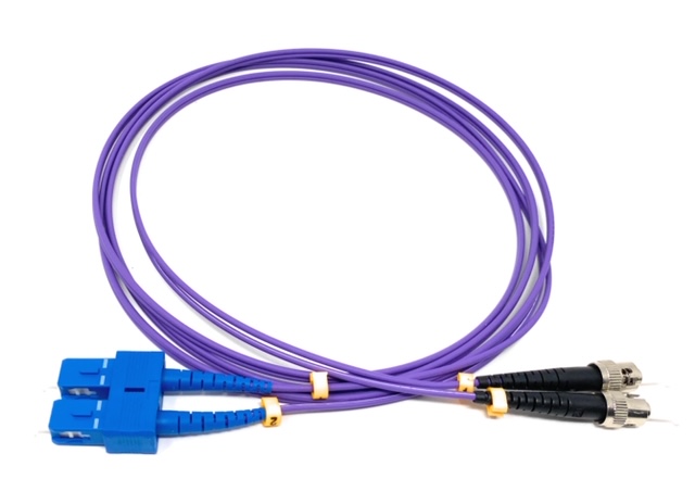 SC TO ST 9/125 Duplex Singlemode Fiber Optic Cable-1 Meter Violet Jacket