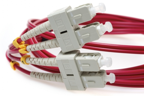 SC TO SC 50/125 Duplex Multimode Fiber Optic Cable-1 Meter Red Jacket