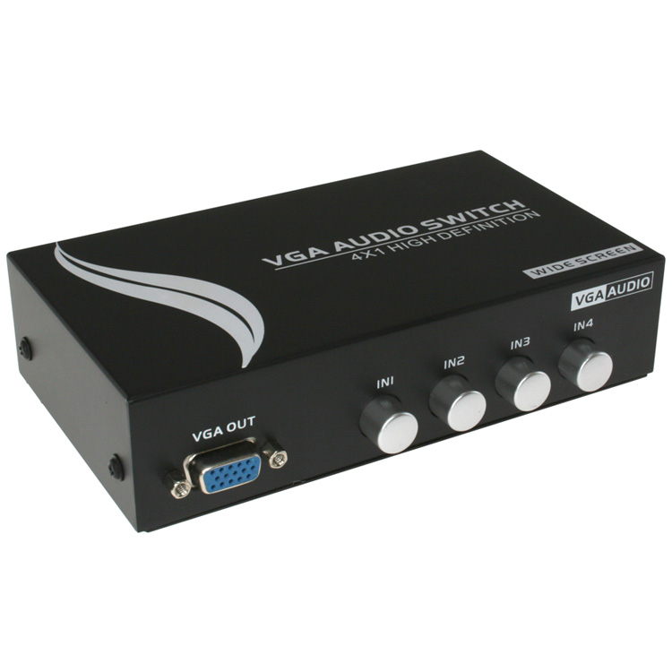 4-Way SVGA VGA Splitter Amplifier Multiplier 400 MHz With Audio