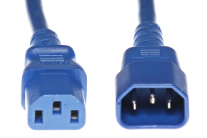 C14 Plug to C13 Connector 15amp 14/3 SJT 250v Blue Power Cord- 4 Feet