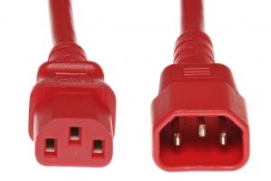 IEC320 C14 to IEC320 C13 Globally Certified PDU Power Cord 10 Amp Red 2Ft