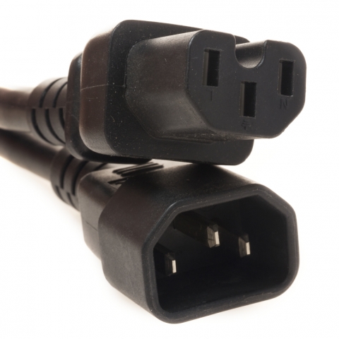 Black C14 to C15 PDU to Server 15 Amp Power Cord - shop cables.com