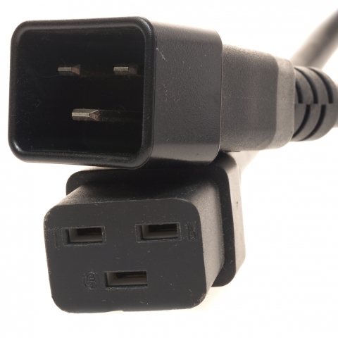 Black C20 to C19 PDU Power Cord 12awg 20 amp - shop cables.com.