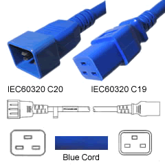 Power Cord - 6FT Blue (IEC C20 to IEC C19 20A 250V)