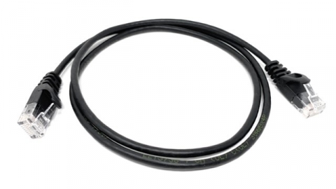 1Ft Black Cat6 Slim Jacket 30awg Network Patch Cable 600MHz