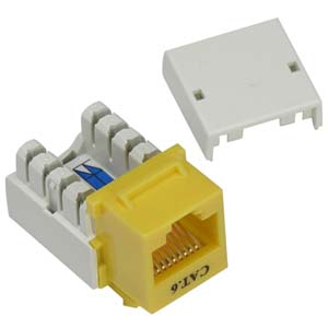 Cat6 Keystone Jack Flush Mount Punchdown - Yellow