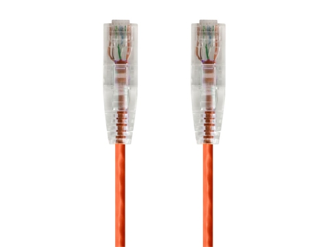1Ft Orange Cat6 Slim Jacket 28awg Network Patch Cable 550MHz