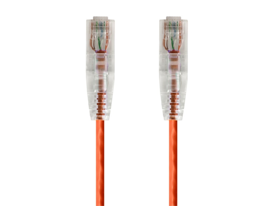 1Ft Orange Cat6 Slim Jacket 28awg Network Patch Cable 550MHz