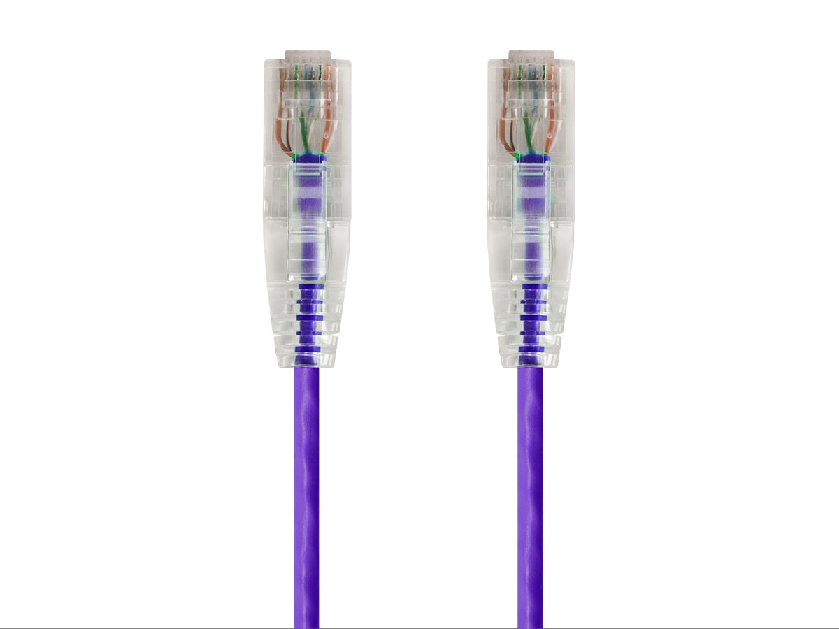 Violet Cat 6 Patch Cables with Slim 28awg Jacket