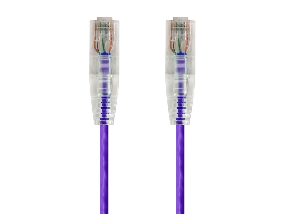 10Ft Violet Cat6 Slim Jacket 28awg Network Patch Cable 550MHz
