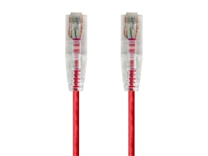 25Ft Red Cat6 Slim Jacket 28awg Network Patch Cable 550MHz