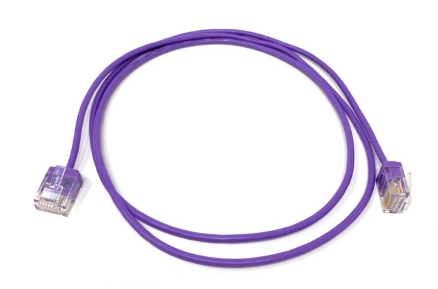 7Ft Purple Cat6A Slim Jacket 32awg Network Patch Cable 600MHz