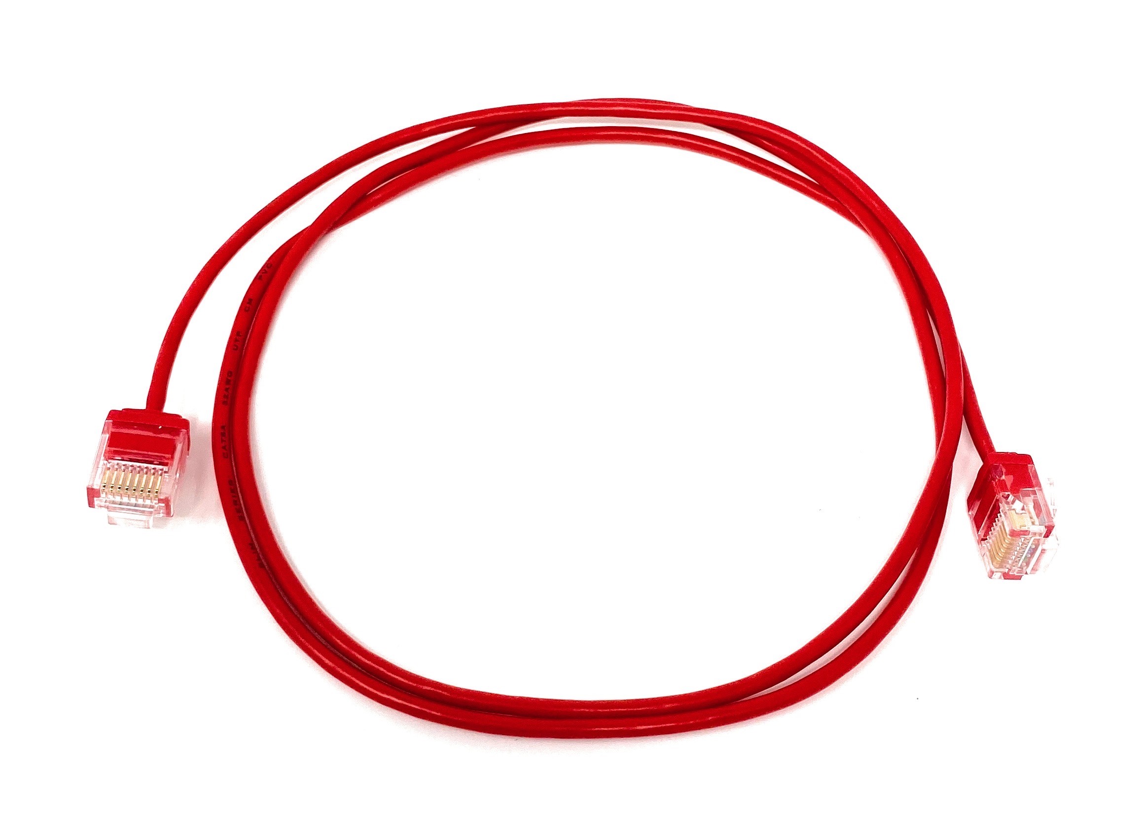 1Ft Red Cat6A Slim Jacket 32awg Network Patch Cable 600MHz