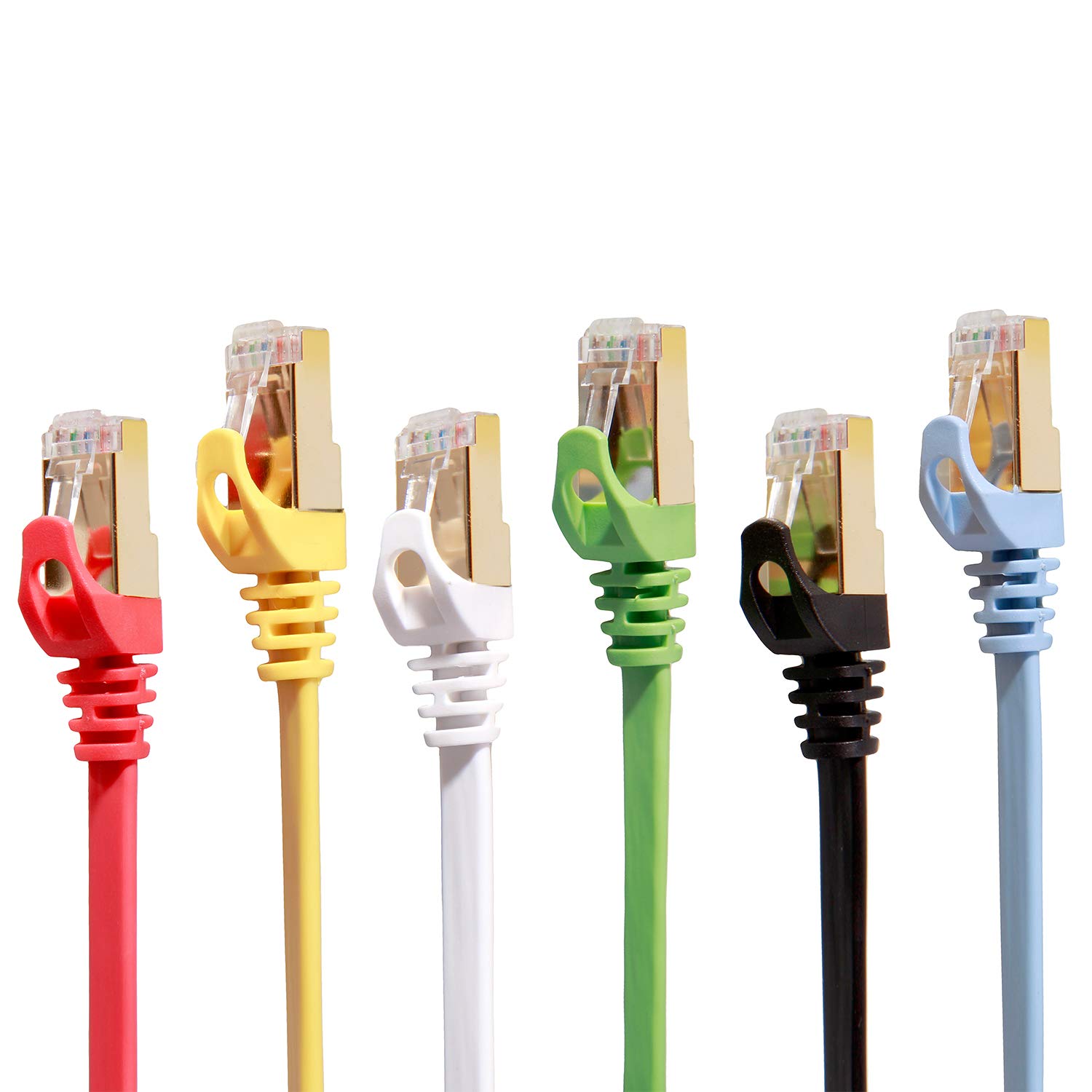 Cat 7 Cable 3 ft 6 Pack Cat7 Flat Shielded Patch Cables