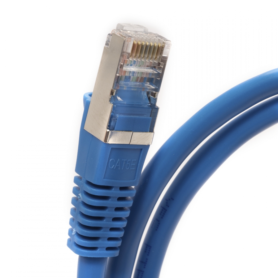 1Ft Cat5e 350Mhz 26AWG Shielded Cable Snagless Blue