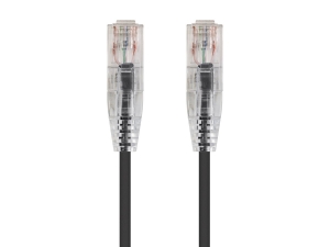 7Ft Black Cat6 Slim Jacket 28awg Network Patch Cable 550MHz