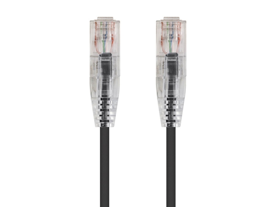 20Ft Black Cat6 Slim Jacket 28awg Network Patch Cable 550MHz