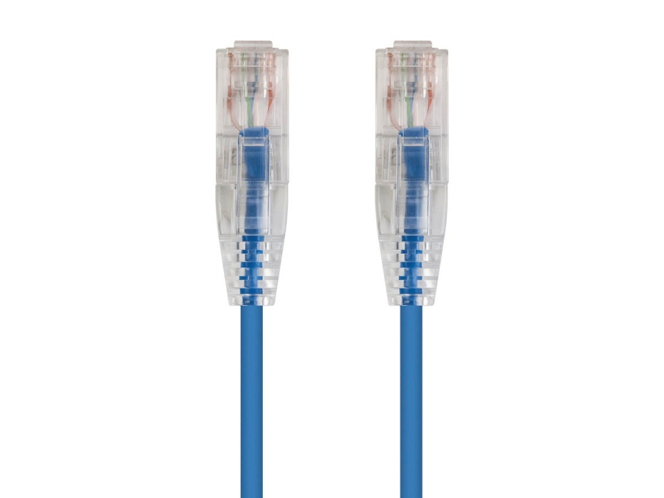 10Ft Blue Cat6 Slim Jacket 28awg Network Patch Cable 550MHz