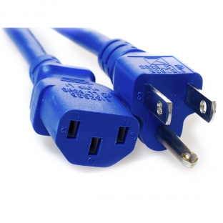 5-15 Plug Male to C13 Connector Female 3 Feet 15 Amp 14/3 125v Power Cord- Blue