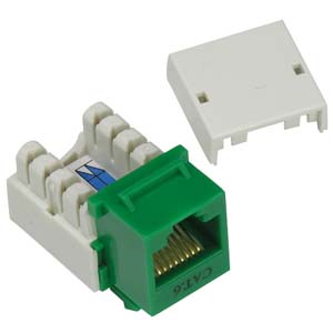 Green Category 6 Flush Mount Punchdown Keystone Jack - shop cables.com.