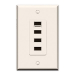 AC Wall Outlet With 4 Built-in USB Ports-Ivory