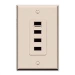 AC Wall Outlet With 4 Built-in USB Ports- Light Almond