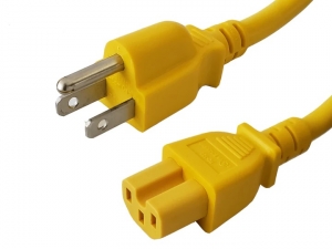 5-15P to C15 Yellow 3 FT Power Cord 14awg 15amp