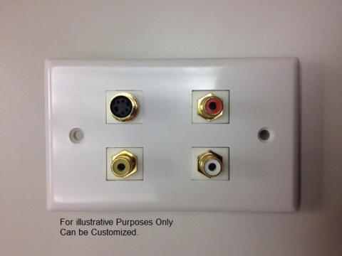 Custom Audio/Video Wall Plate-Single Gang Plastic (1-4 openings) White