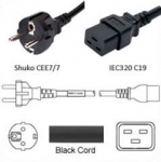 Japan JISC8303 Plug to IEC320 C19 - 15A - Power Cord - 3 Meters or 10 Feet
