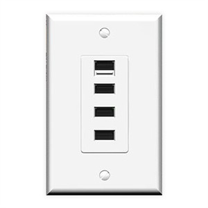 AC Wall Outlet With 4 Built-in USB Ports- White