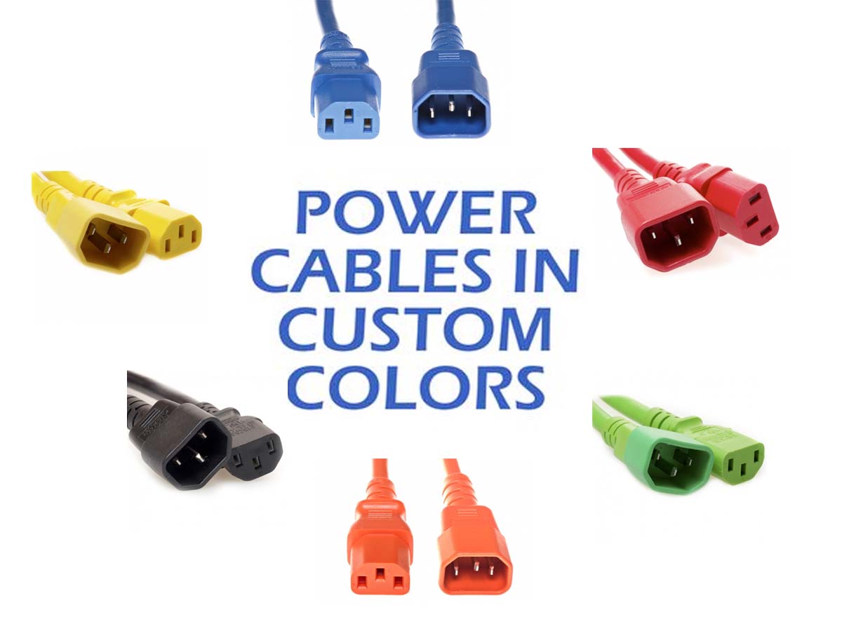 Custom-Colored Power Cords for Color-Coded Organization