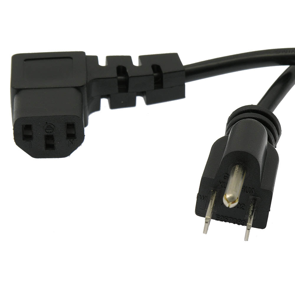 NEMA 5-15P to IEC C13 Right Angle 10A 125V