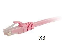 Category 6A Pink Network Cables ( 3 Pack )