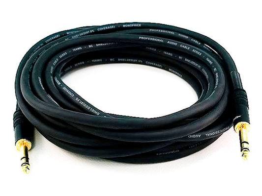 TRS 1/4in Male to Male Cable 16AWG-Gold Plated 25 Feet