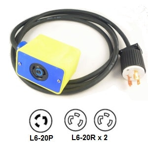 NEMA L6-20P to 2 x L6-20R Pendant Drop Power Cord