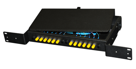 FRM-1RU-2X-TS-DOT Rack Mount 1RU Supports 2 panels - Black with slide tray