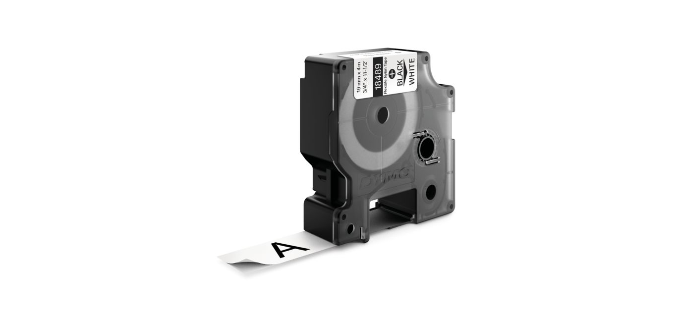 "IND Flexible Nylon Labels 3/4"" Black on White"