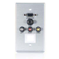 Single Gang HD15 VGA + 3.5mm + Composite Video + Stereo Audio + Keystone Wall Plate - Brushed Alumin