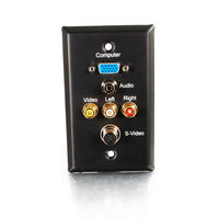 Single Gang HD15 VGA + 3.5mm + S-Video + RCA Audio/Video Wall Plate - Black