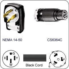 Plug Adapter NEMA 14-50 Plug to CS6364C Connector 1 Foot Cord
